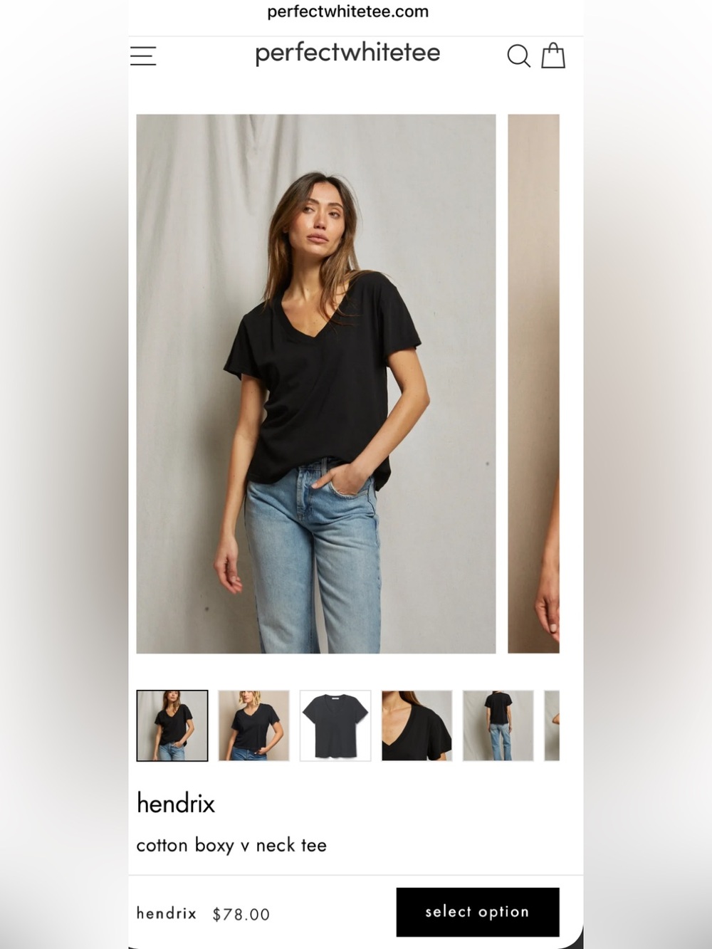 perfectwhitetee Hendrix Black V-Neck Short Sleeve Top